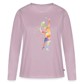 Funny Tennis Player Racket - Frauen Premium Bio Langarmshirt - Altrosa - Vorne - Julia (174cm)