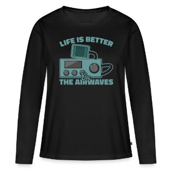 Ham Radio Amateur Radio Amateur Radio - T-shirt manches longues Premium bio Femme - noir - Devant - Julia (174cm)