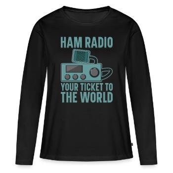 Ham Radio Amateur Radio Amateur Radio - T-shirt manches longues Premium bio Femme - noir - Devant - Julia (174cm)