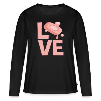 Bulles de savon Love Design - T-shirt manches longues Premium bio Femme - noir - Devant - Julia (174cm)