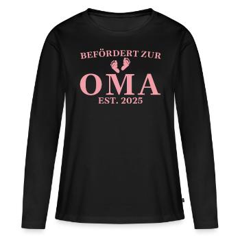 Schwangerschaftsverkündung 2025 Werdende Oma - Frauen Premium Bio Langarmshirt - Schwarz - Vorne - Julia (174cm)