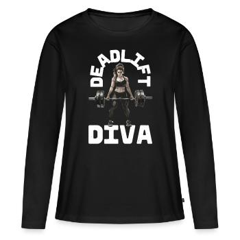 Deadlift Diva 9 - Frauen Premium Bio Langarmshirt - Schwarz - Vorne - Julia (174cm)
