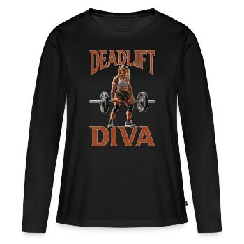 Deadlift Diva 10 - Frauen Premium Bio Langarmshirt - Schwarz - Vorne - Julia (174cm)