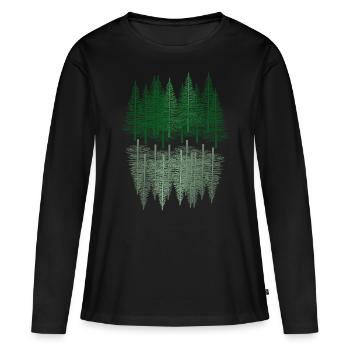 Forêt de sapins Randonnée pédestre Épicéa Forêt de conifères Nature - T-shirt manches longues Premium bio Femme - noir - Devant - Julia (174cm)