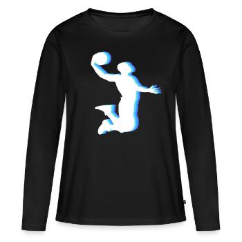 T-shirt de basket-ball B-ball Dunking Rebound Player - T-shirt manches longues Premium bio Femme - noir - Devant - Julia (174cm)