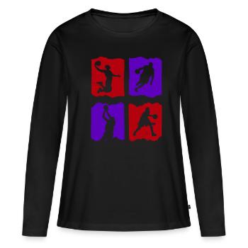T-shirt de basket-ball B-ball Dunking Rebound Player - T-shirt manches longues Premium bio Femme - noir - Devant - Julia (174cm)