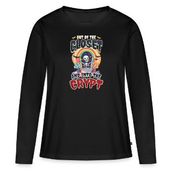 Halloween gay Sortir du placard et entrer dans la crypte - T-shirt manches longues Premium bio Femme - noir - Devant - Julia (174cm)