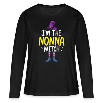Je suis la sorcière Nonna - T-shirt manches longues Premium bio Femme - noir - Devant - Julia (174cm)