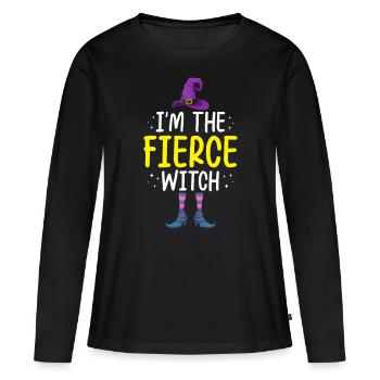 Je suis la sorcière féroce - T-shirt manches longues Premium bio Femme - noir - Devant - Julia (174cm)