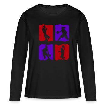 T-shirt de basket-ball B-ball Dunking Rebound Player - T-shirt manches longues Premium bio Femme - noir - Devant - Julia (174cm)