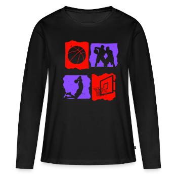 T-shirt de basket-ball B-ball Dunking Rebound Player - T-shirt manches longues Premium bio Femme - noir - Devant - Julia (174cm)