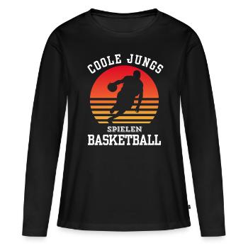 T-shirt de basket-ball B-ball Dunking Rebound Player - T-shirt manches longues Premium bio Femme - noir - Devant - Julia (174cm)