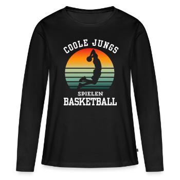 T-shirt de basket-ball B-ball Dunking Rebound Player - T-shirt manches longues Premium bio Femme - noir - Devant - Julia (174cm)