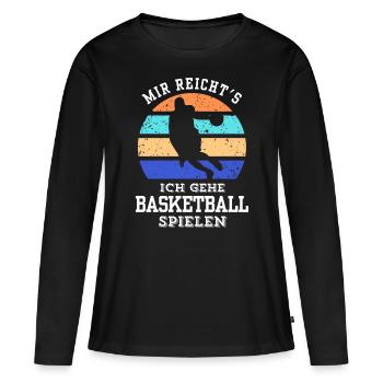 T-shirt de basket-ball B-ball Dunking Rebound Player - T-shirt manches longues Premium bio Femme - noir - Devant - Julia (174cm)