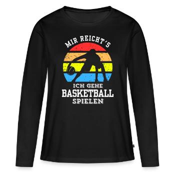 T-shirt de basket-ball B-ball Dunking Rebound Player - T-shirt manches longues Premium bio Femme - noir - Devant - Julia (174cm)
