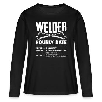 Soudeur Taux horaire Taux drôle - T-shirt manches longues Premium bio Femme - noir - Devant - Julia (174cm)