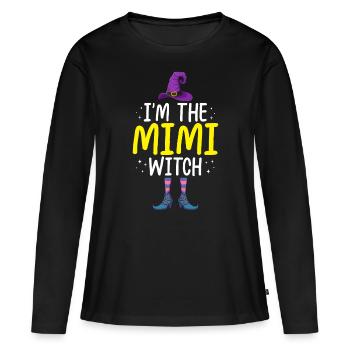 Je suis la sorcière Mimi - T-shirt manches longues Premium bio Femme - noir - Devant - Julia (174cm)