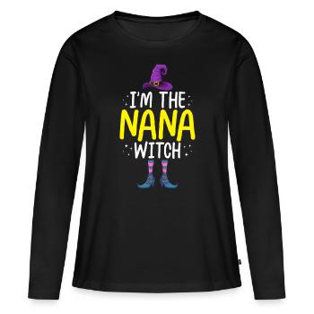 Je suis la sorcière Nana - T-shirt manches longues Premium bio Femme - noir - Devant - Julia (174cm)