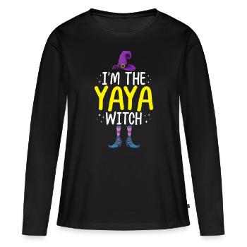 Je suis la sorcière Yaya - T-shirt manches longues Premium bio Femme - noir - Devant - Julia (174cm)