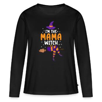 Je suis la maman sorcière - T-shirt manches longues Premium bio Femme - noir - Devant - Julia (174cm)