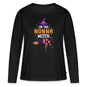 Je suis la sorcière Nonna - T-shirt manches longues Premium bio Femme - noir - Devant - Julia (174cm)