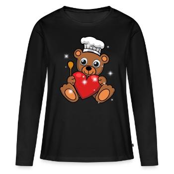 Ours en peluche Cuisinier Cuisinier Cuisinier - T-shirt manches longues Premium bio Femme - noir - Devant - Julia (174cm)