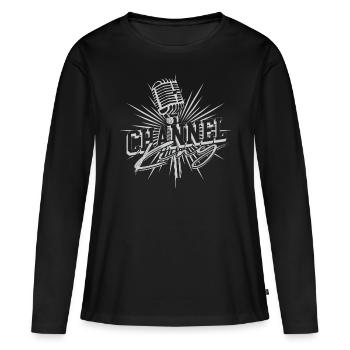 Podcast Podcaster Podcasting - T-shirt manches longues Premium bio Femme - noir - Devant - Julia (174cm)