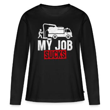 Technicien de fosse septique Installateur de système d’égout - T-shirt manches longues Premium bio Femme - noir - Devant - Julia (174cm)