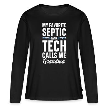 Technicien de fosse septique Installateur de système d’égout - T-shirt manches longues Premium bio Femme - noir - Devant - Julia (174cm)