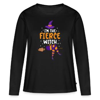 Je suis la sorcière féroce - T-shirt manches longues Premium bio Femme - noir - Devant - Julia (174cm)