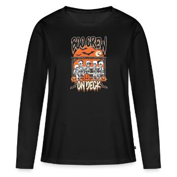 Halloween Baseball Boo Crew On Deck - Women's Premium Organic Long Sleeve Shirt - black - Front - Julia (174cm)