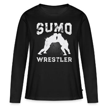 Combattant de sumo Lutteur de sumo Lutte de sumo - T-shirt manches longues Premium bio Femme - noir - Devant - Julia (174cm)