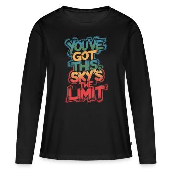 Croyez en vous : rien n’est impossible - T-shirt manches longues Premium bio Femme - noir - Devant - Julia (174cm)
