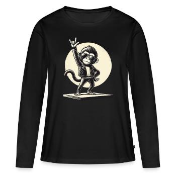 Rock, Rocker, Musique rock, Heavy metal, Rock Hand - T-shirt manches longues Premium bio Femme - noir - Devant - Julia (174cm)