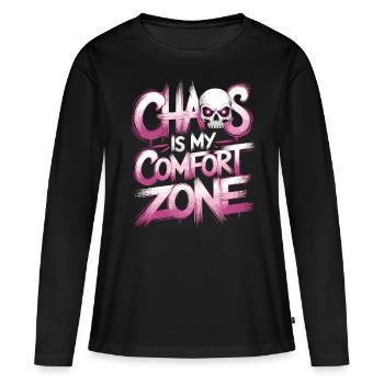 Chaos is my feel-good area - Women's Premium Organic Long Sleeve Shirt - black - Front - Julia (174cm)