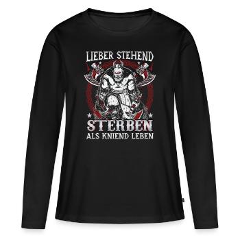 Mieux vaut mourir debout que de vivre à genoux - T-shirt manches longues Premium bio Femme - noir - Devant - Julia (174cm)