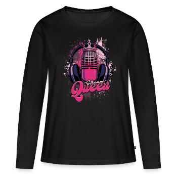 Podcast Podcaster Podcasting - T-shirt manches longues Premium bio Femme - noir - Devant - Julia (174cm)