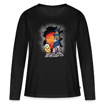 Phare Marin Marin Poussin Marin Côte - T-shirt manches longues Premium bio Femme - noir - Devant - Julia (174cm)