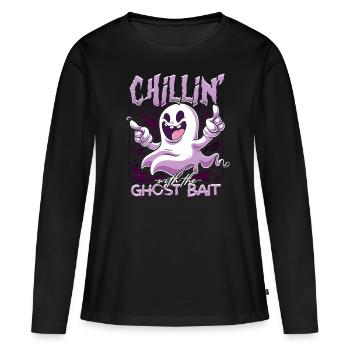 Geisterköder Halloween Chillin avec l’appât fantôme - T-shirt manches longues Premium bio Femme - noir - Devant - Julia (174cm)
