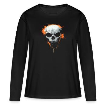 Costume d’Halloween Horreur Crâne menaçant - T-shirt manches longues Premium bio Femme - noir - Devant - Julia (174cm)
