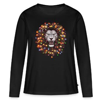 Löwe Ugly Christmas Weihnachten Xmas Santa - Frauen Premium Bio Langarmshirt - Schwarz - Vorne - Julia (174cm)