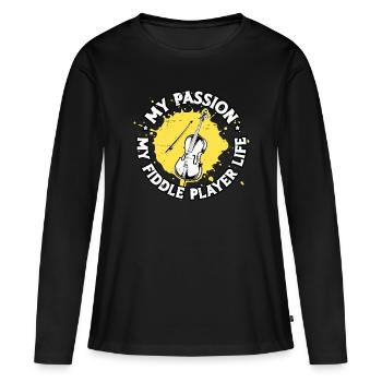 Fiddle Player My Passion My Fiddle Violin Player - Women's Premium Organic Long Sleeve Shirt - black - Front - Julia (174cm)