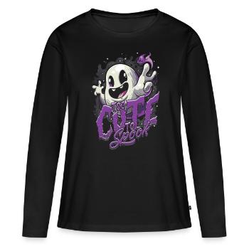 Appât fantôme trop mignon pour effrayer - T-shirt manches longues Premium bio Femme - noir - Devant - Julia (174cm)