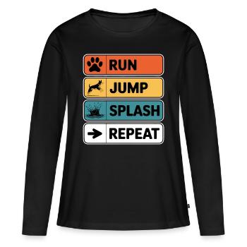 Dock Diving Dire Dog Diving Dock Diving Cadeau - T-shirt manches longues Premium bio Femme - noir - Devant - Julia (174cm)