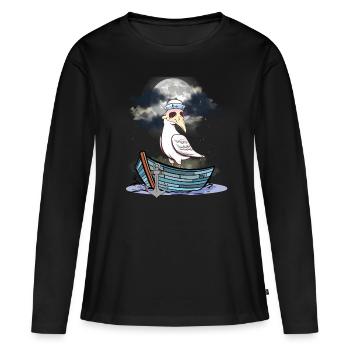 Halloween Seagull Seagulls Bateau Ferry Bateaux - T-shirt manches longues Premium bio Femme - noir - Devant - Julia (174cm)