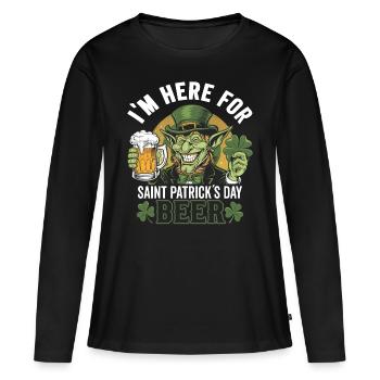 Saint-Patrick Bière Leprechaun Kobold Bier - T-shirt manches longues Premium bio Femme - noir - Devant - Julia (174cm)