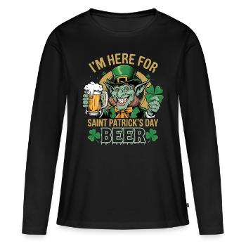 Saint-Patrick Bière Leprechaun Kobold Bier - T-shirt manches longues Premium bio Femme - noir - Devant - Julia (174cm)