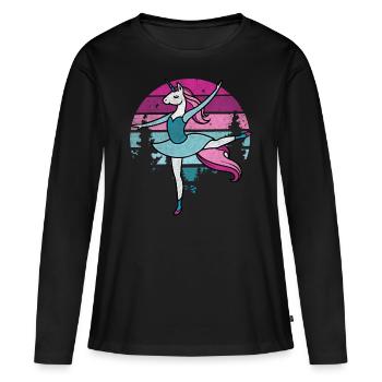 Prima Ballerina Einhorn Reiten I Ballett Fun I Tän - Frauen Premium Bio Langarmshirt - Schwarz - Vorne - Julia (174cm)