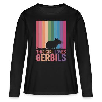 Gerbille disant rat de course fille cadeau de gerbille - T-shirt manches longues Premium bio Femme - noir - Devant - Julia (174cm)