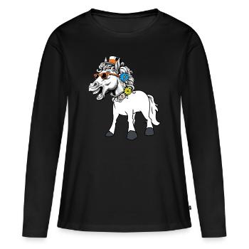 Pferd Diva Star Pferde Lady Sternchen Gaul Reiter - Frauen Premium Bio Langarmshirt - Schwarz - Vorne - Julia (174cm)
